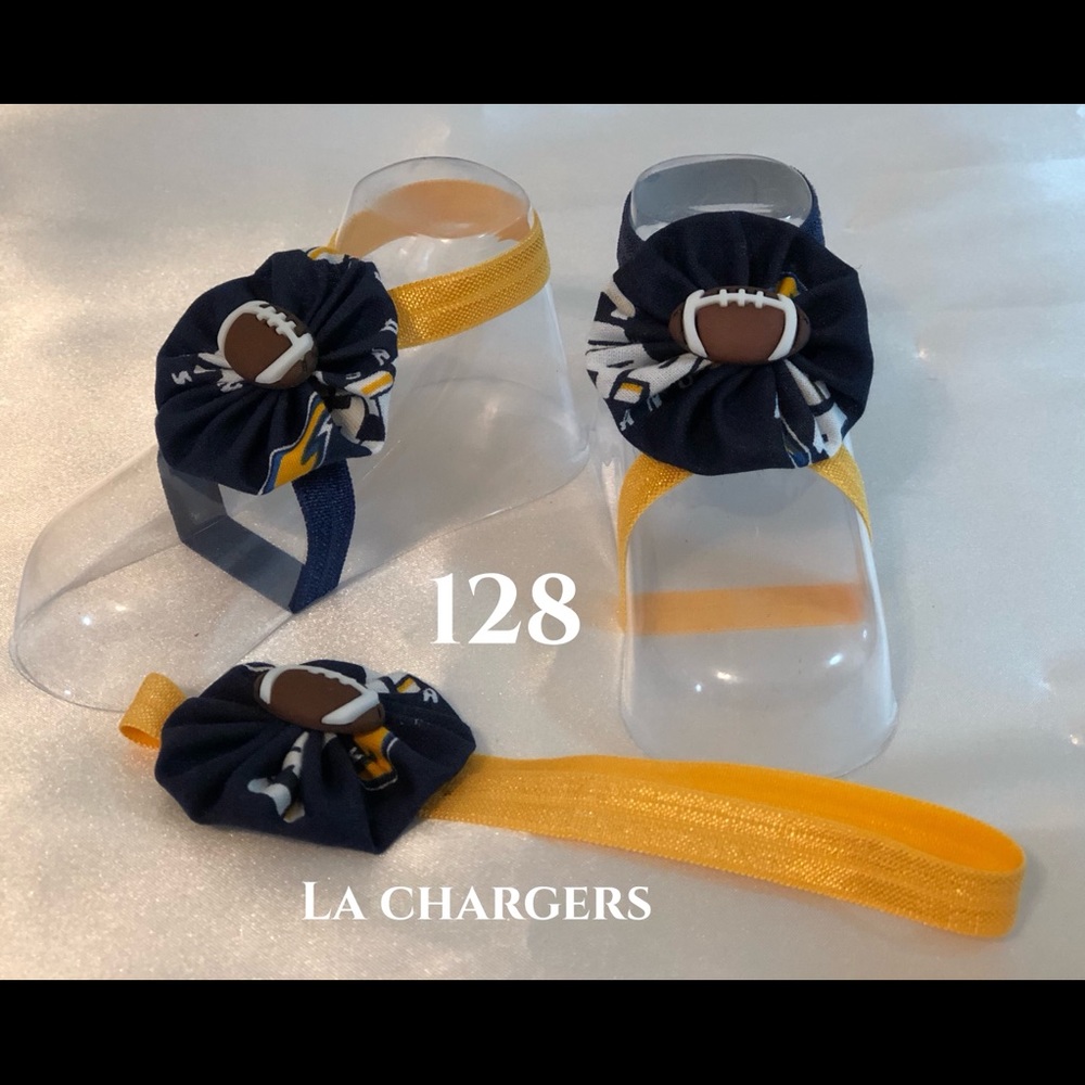 LA Chargers Baby Stretch Sandals and Headband